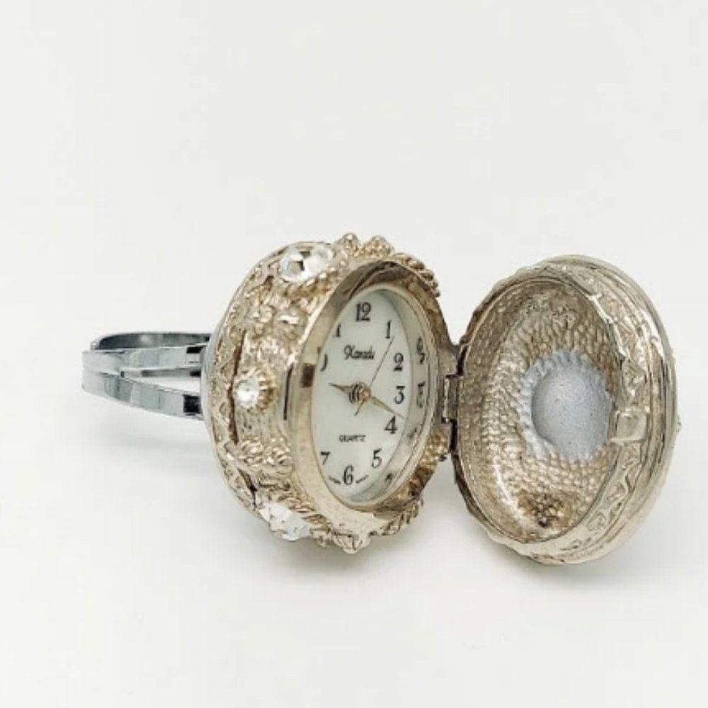 Vintage Xanadu Swarovski Locket Ring Watch by migi (Unsigned)